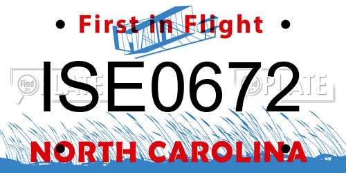 ISE0672 North Carolina License Plate