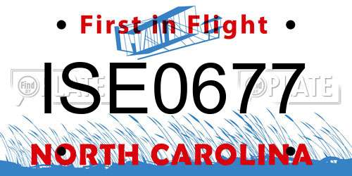 ISE0677 North Carolina License Plate