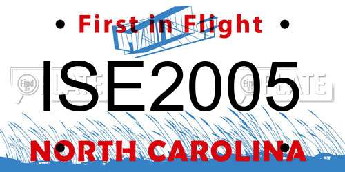 ISE2005 North Carolina License Plate