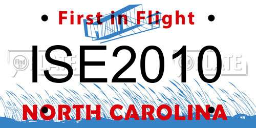 ISE2010 North Carolina License Plate