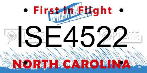 ISE4522 North Carolina License Plate