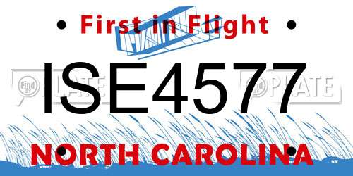 ISE4577 North Carolina License Plate