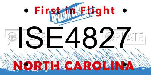 ISE4827 North Carolina License Plate