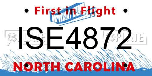 ISE4872 North Carolina License Plate