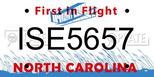 ISE5657 North Carolina License Plate