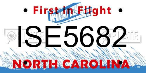ISE5682 North Carolina License Plate