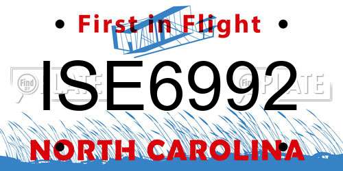 ISE6992 North Carolina License Plate