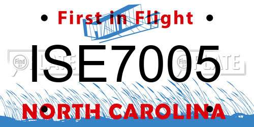 ISE7005 North Carolina License Plate
