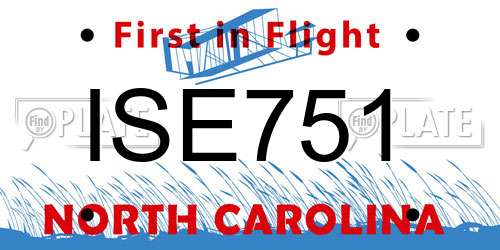 ISE751 North Carolina License Plate