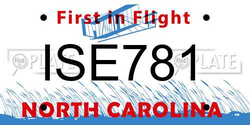 ISE781 North Carolina License Plate