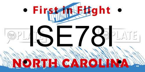 ISE78I North Carolina License Plate