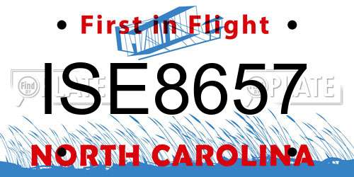 ISE8657 North Carolina License Plate