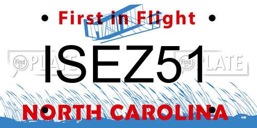 ISEZ51 North Carolina License Plate