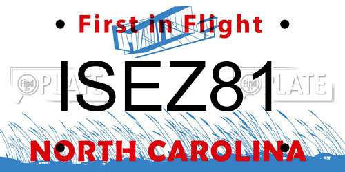 ISEZ81 North Carolina License Plate