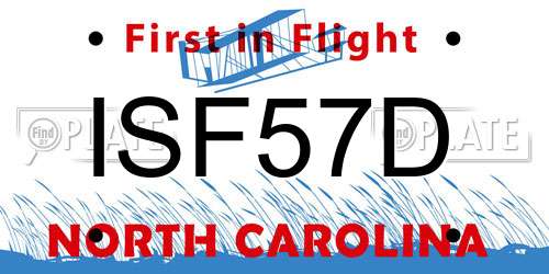 ISF57D North Carolina License Plate