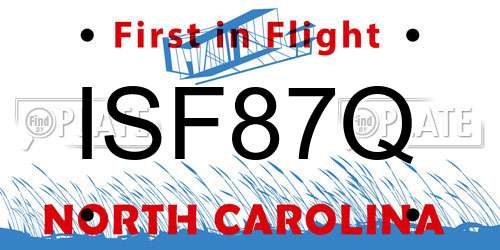 ISF87Q North Carolina License Plate