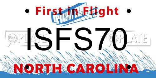 ISFS70 North Carolina License Plate