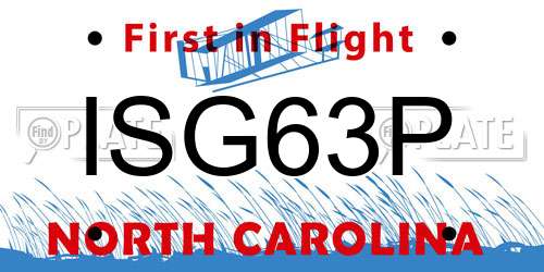 ISG63P North Carolina License Plate