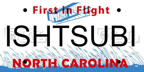 ISHTSUBI North Carolina License Plate