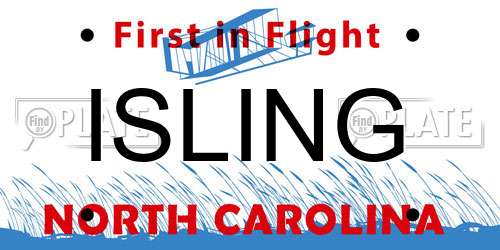 ISLING North Carolina License Plate