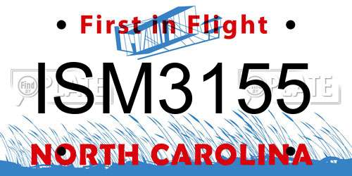 ISM3155 North Carolina License Plate