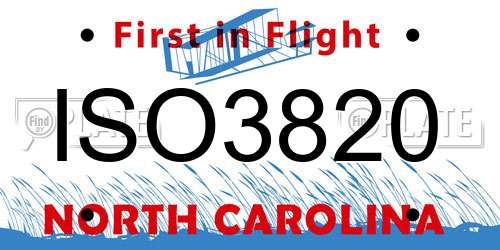 ISO3820 North Carolina License Plate