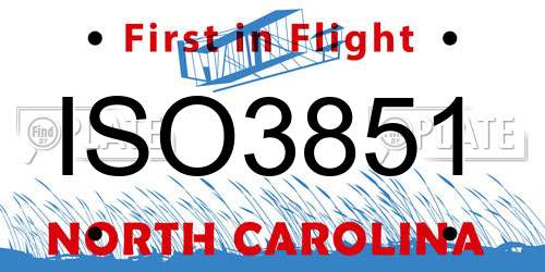 ISO3851 North Carolina License Plate