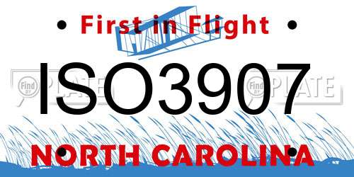 ISO3907 North Carolina License Plate