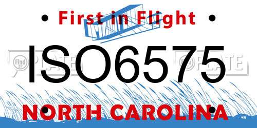 ISO6575 North Carolina License Plate