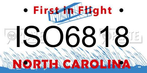 ISO6818 North Carolina License Plate