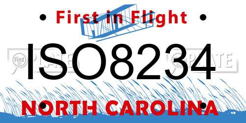 ISO8234 North Carolina License Plate