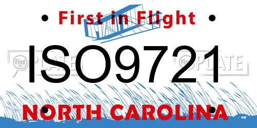 ISO9721 North Carolina License Plate