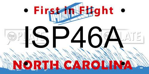 ISP46A North Carolina License Plate