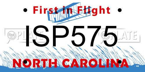 ISP575 North Carolina License Plate