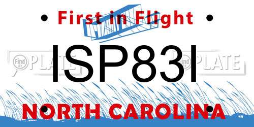 ISP83I North Carolina License Plate