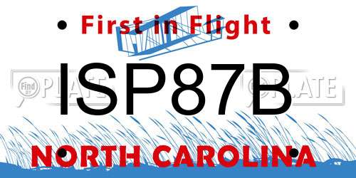 ISP87B North Carolina License Plate