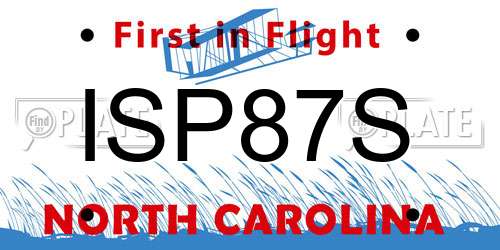 ISP87S North Carolina License Plate