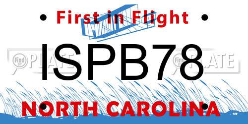 ISPB78 North Carolina License Plate