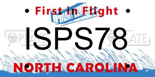 ISPS78 North Carolina License Plate