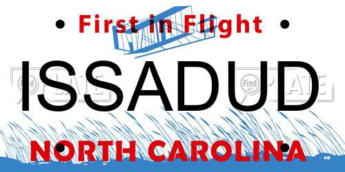 ISSADUD North Carolina License Plate