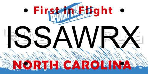 ISSAWRX North Carolina License Plate