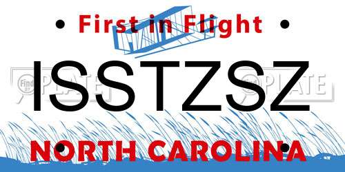 ISSTZSZ North Carolina License Plate