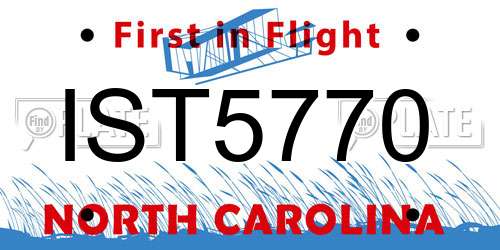 IST5770 North Carolina License Plate