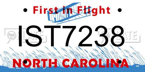 IST7238 North Carolina License Plate