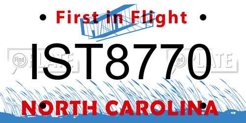 IST8770 North Carolina License Plate
