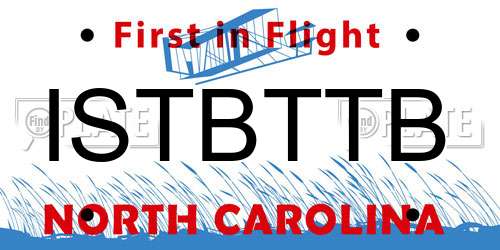 ISTBTTB North Carolina License Plate