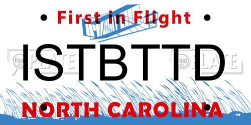 ISTBTTD North Carolina License Plate