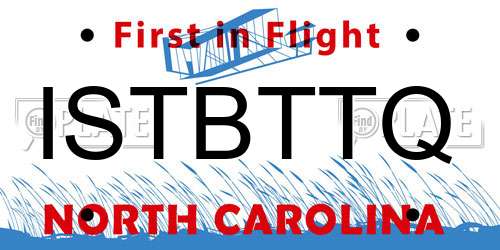 ISTBTTQ North Carolina License Plate