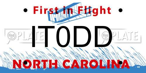 IT0DD North Carolina License Plate