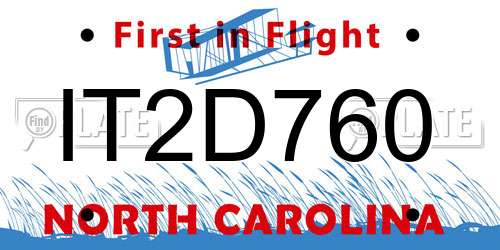 IT2D760 North Carolina License Plate
